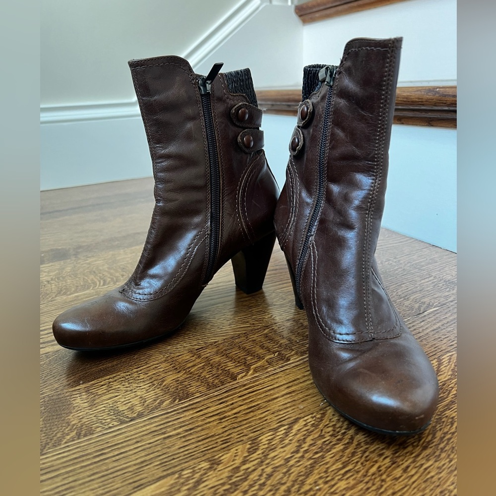AQUATALIA Leather Victorian Boots Heels Italy Cottagecore Prairie Steampunk 37